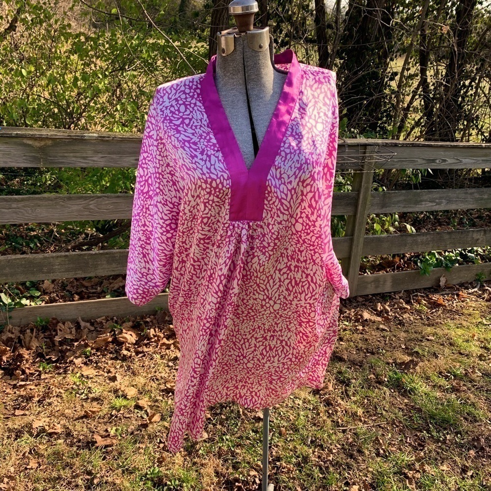 Oscar De La Renta Pajama Top Vneck Pink Label L